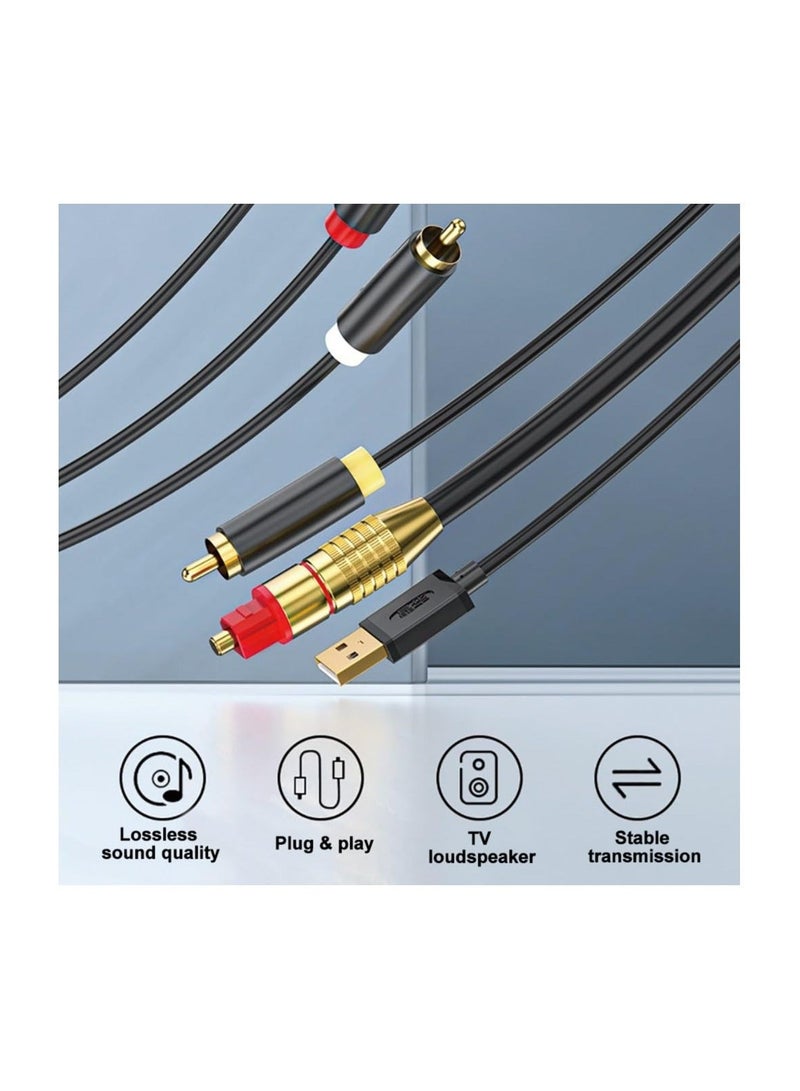 AV300 Digital to Analog Audio Conversion Cable, Digital SPDIF/Optical & Coaxial to Analog L/R RCA & 3.5mm AUX Stereo Audio Cable for Xbox/ for PS4/ for PS5/ TV/ Home Stereo (3M)  - Image 2