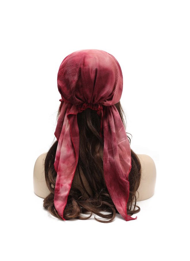 ZLYC Chemo Headwear Pre Tied Head Scarf Headwraps Lightweight Turban Beanie Cap for Women (Tie Dyed Burgundy)  - Image 4