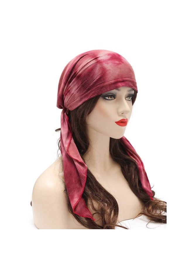 ZLYC Chemo Headwear Pre Tied Head Scarf Headwraps Lightweight Turban Beanie Cap for Women (Tie Dyed Burgundy)  - Image 2