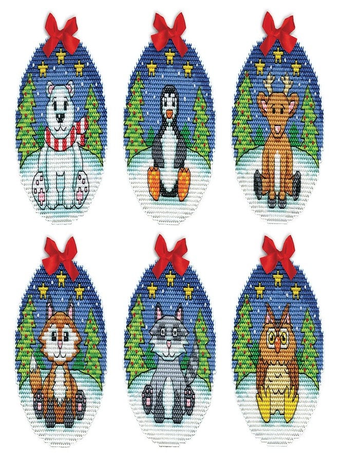 Design Works Rustic Animals Counted Cross Stitch Ornament Kit - Set of 6 - Image 1