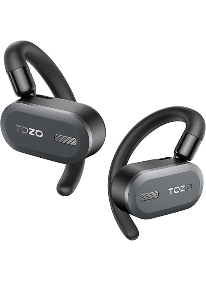توزو سماعة أذن لاسلكية TOZO O2 مفتوحة وخفيفة الوزن مع تعديل متعدد الزوايا، سماعات أذن بلوتوث 5.3 بتصميم مزدوج المحور لراحة طويلة الأمد، مكالمات واضحة كريستالية للقيادة، أسود - Image 1