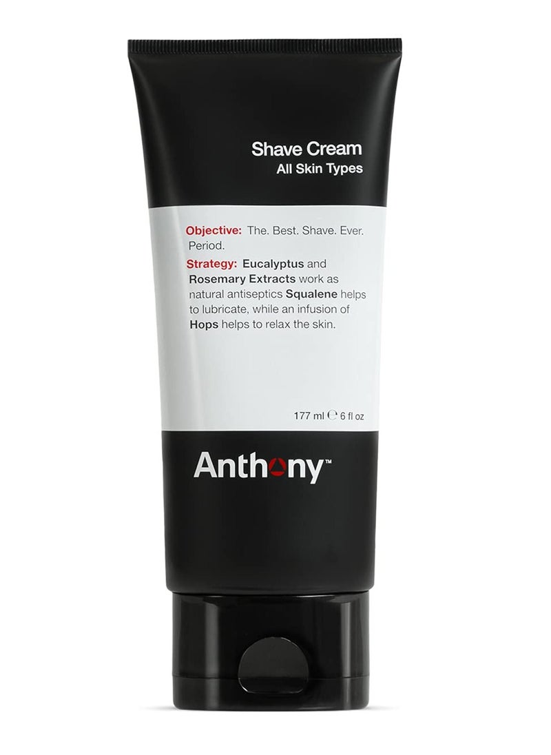 Anthony - Anthony Shaving Cream Mens Sensitive Skin: Squalane, Eucalyptus, Spearmint and Rosemary Extracts, Help Soothe, Refresh, Cool, and Condition Your Skin for Shave 6 Fl Oz - Image 1