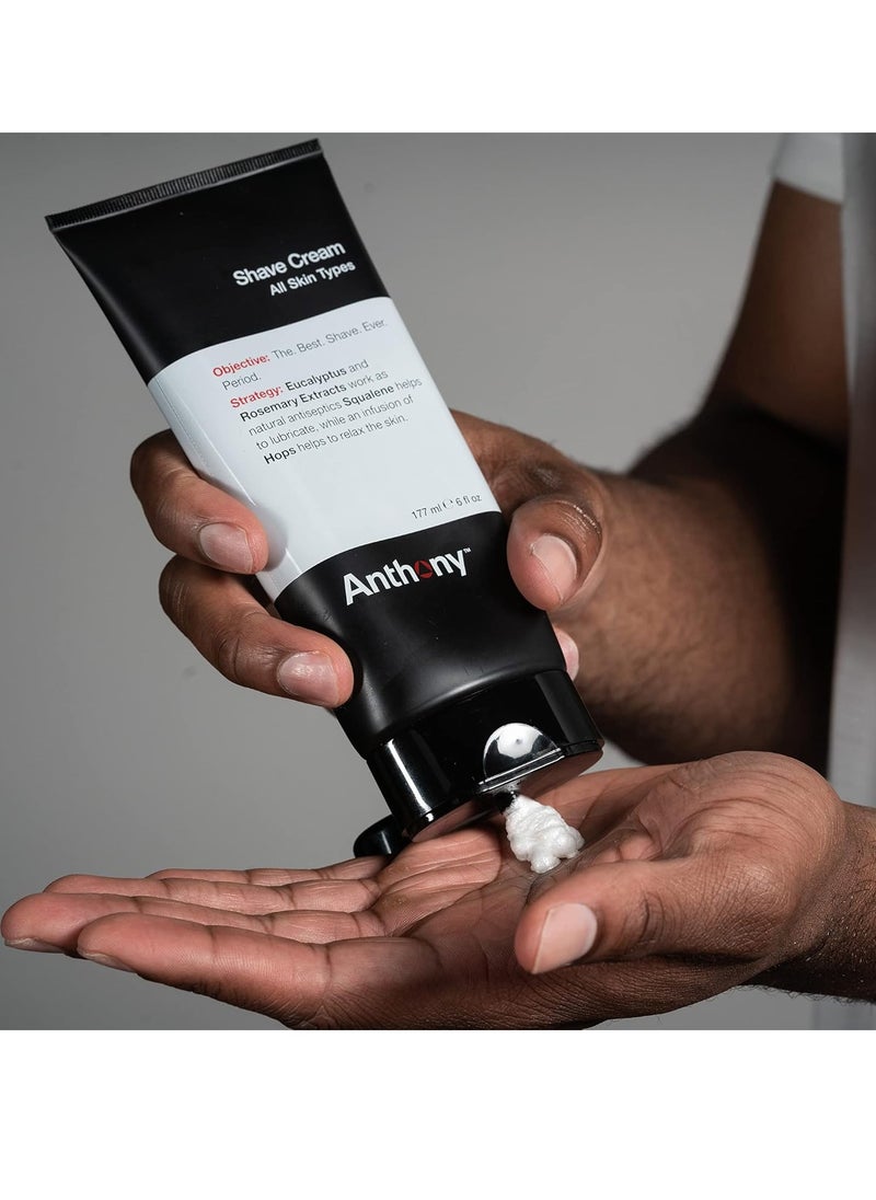 Anthony - Anthony Shaving Cream Mens Sensitive Skin: Squalane, Eucalyptus, Spearmint and Rosemary Extracts, Help Soothe, Refresh, Cool, and Condition Your Skin for Shave 6 Fl Oz - Image 1