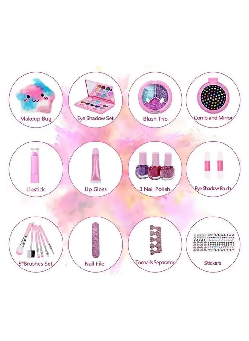 NQOOH - Makeup Set for Little Girls Safe Pretend Play Makeup Kit Ideal Birthday and Achievement Gift - Image 1