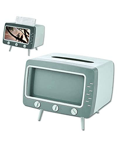 SGVAHY Tissue Box Holder Retro TV Tissue Box Cover Cute and Practical Cell Phone Holder Tampon Holder for Bathroom Kitchen Bedroom Dressers Desks and Tables Night Stands Creative Gift (TV Green) - Image 1