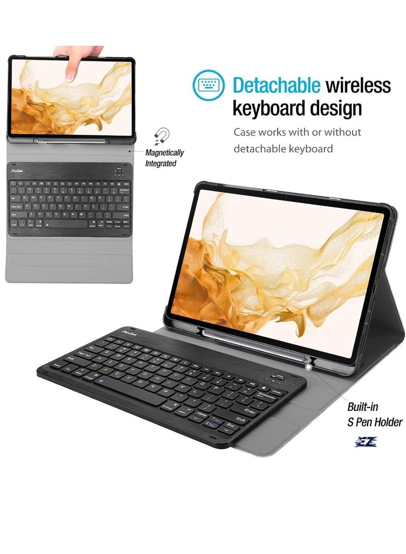 ELTRAZONE Wireless Keyboard Case for Galaxy Tab S8 Plus/S7 FE/S7 Plus 12.4 Inch – Magnetic Detachable, S Pen Holder, Lightweight & Protective (Black) - Image 2