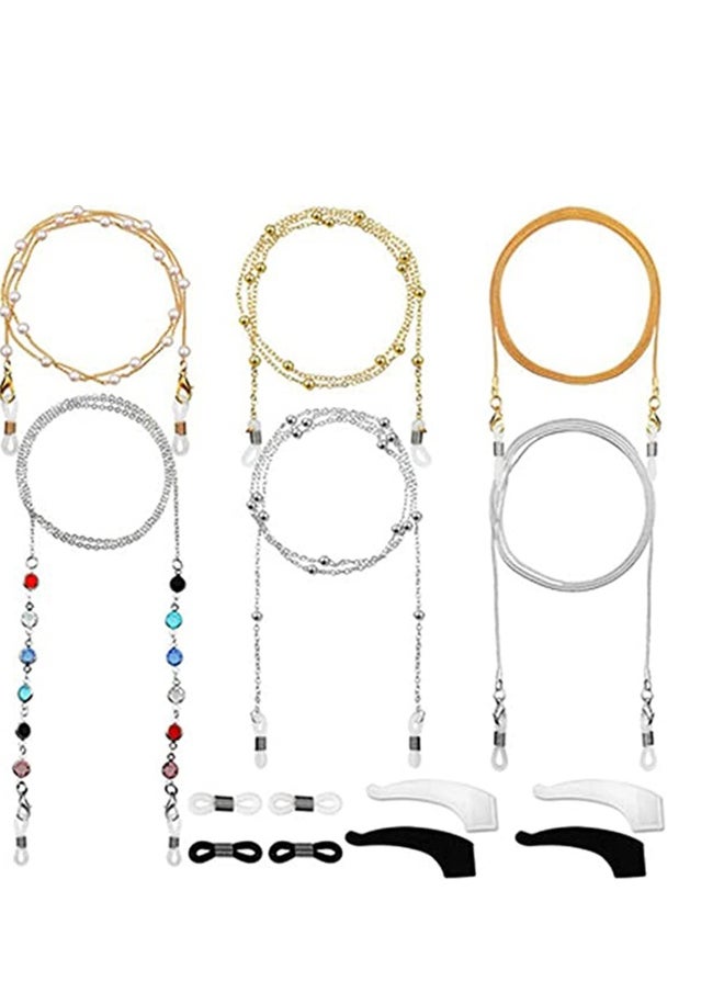 Generic 6 Pieces Glasses Holder Chain Lanyard Necklace Sunglass Fashion Eyeglass Glasses Chains Eyewear Retainer Beaded Eyeglass Strap Holder Anti-lost Leash Around Neck for Women Girls  - Image 2