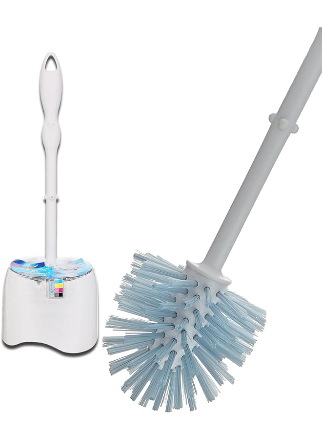 فيليدا مجموعة فرشاة المرحاض للتنظيف البيئي باللون الأبيض والأزرق للمرحاض أثناء التنظيف. - Image 1