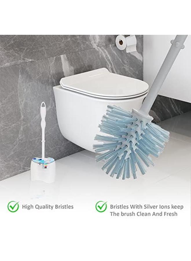 فيليدا مجموعة فرشاة المرحاض للتنظيف البيئي باللون الأبيض والأزرق للمرحاض أثناء التنظيف. - Image 3