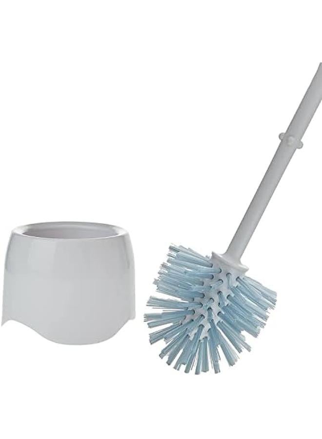 فيليدا مجموعة فرشاة المرحاض للتنظيف البيئي باللون الأبيض والأزرق للمرحاض أثناء التنظيف. - Image 4