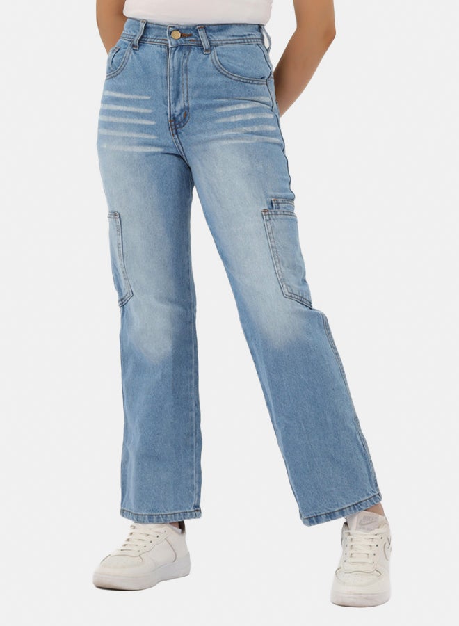 EGY WEAR Girls Light Blue Jeans Pants - Image 1