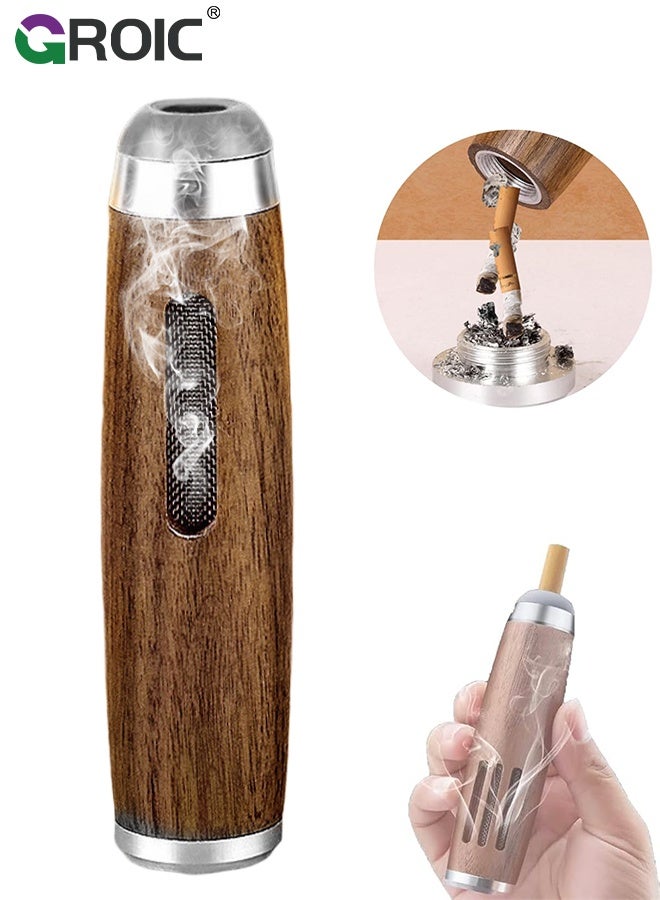 GROIC Wooden Car Ashtray,Outdoor Car Home Office Ashtray,Portable Cigarette Ashtray, Cigarette Ash Catcher For Travel, Home, Office, Car - Image 1