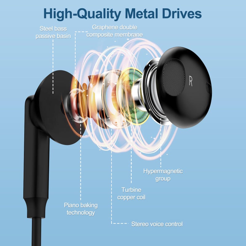 Flecom Type C Earbuds Wired Earphones Wired Headphones USB C for Samsung Galaxy A17/A16 5G/S25 FE/S25 Ultra/S25 Plus/S24FE/S23FE/A56/A36/S22, iPhone 17/16e/16 Plus/Pro Max, Pixel 9, with Mic&Remote Control - Image 2
