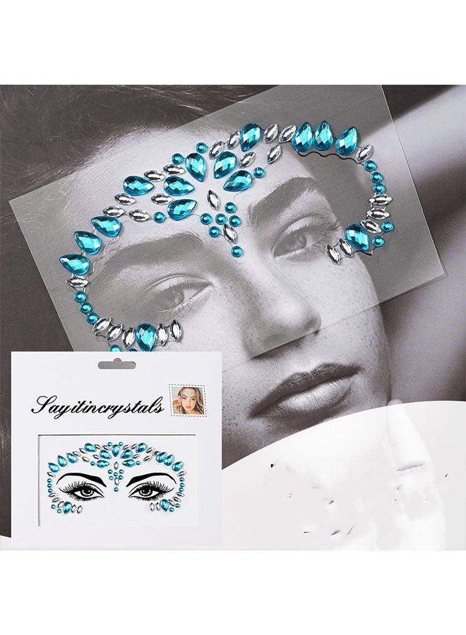 Happy D 7Pcs Face Crystal Glitter Gems Luminous makeup Temporary Tattoo Stickers, Acrylic Crystal Glitter Jewels Tears Rhinestone for Parties Clubs Music Festivals - Image 3
