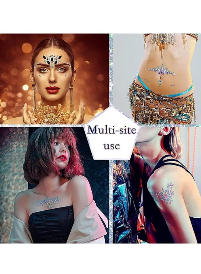 Happy D 7Pcs Face Crystal Glitter Gems Luminous makeup Temporary Tattoo Stickers, Acrylic Crystal Glitter Jewels Tears Rhinestone for Parties Clubs Music Festivals - Image 4
