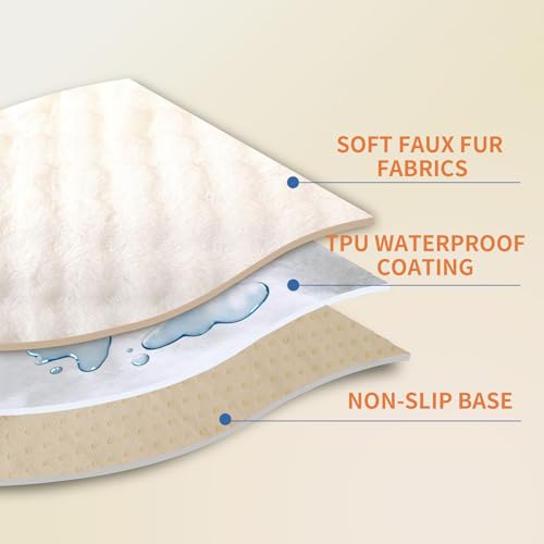 Hittun Waterproof Dog Bed Cover Non Slip Couch Covers for Dogs Washable Soft Faux Fur Sofa Cover Couch Covers for 3 Cushion Couch Sofa Pet Friendly (Off White) - Image 3