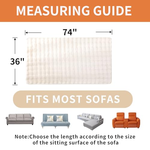 Hittun Waterproof Dog Bed Cover Non Slip Couch Covers for Dogs Washable Soft Faux Fur Sofa Cover Couch Covers for 3 Cushion Couch Sofa Pet Friendly (Off White) - Image 4