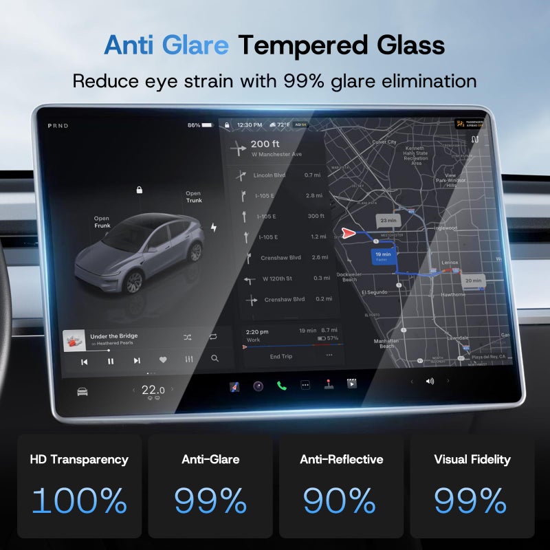 SUMK 15.4 inch Screen Protector for Tesla Model 3/Y Accessories [Anti-Glare & Anti-Fingerprint] Front & Back Tempered Glass Screen Protector for Tesla Model Y 2025 & Model 3 Highland 2024-2026 - Matte - Image 5