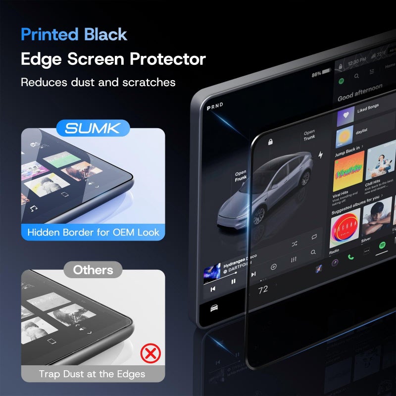SUMK 15.4 inch Screen Protector for Tesla Model 3/Y Accessories [Anti-Glare & Anti-Fingerprint] Front & Back Tempered Glass Screen Protector for Tesla Model Y 2025 & Model 3 Highland 2024-2026 - Matte - Image 3