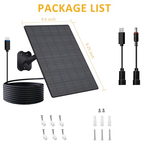Zivif 10W Solar Panel for Security Cameras, 5V Solar Charger with USB-C/Micro USB/DC 5.5x2.1mm Ports, IP66 Waterproof, Adjustable Mount & 7.2FT Cable - Image 2