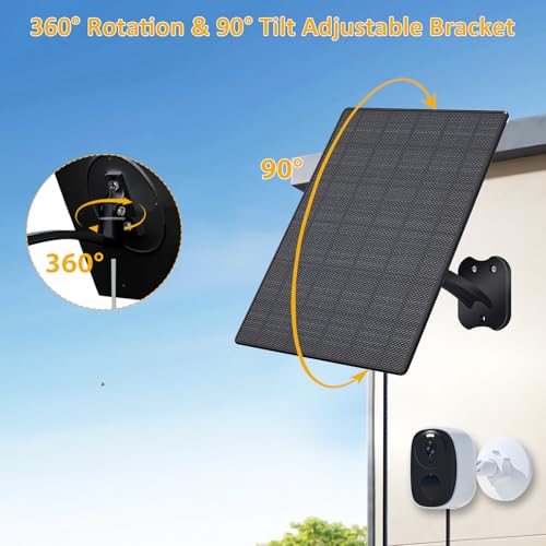 Zivif 10W Solar Panel for Security Cameras, 5V Solar Charger with USB-C/Micro USB/DC 5.5x2.1mm Ports, IP66 Waterproof, Adjustable Mount & 7.2FT Cable - Image 5