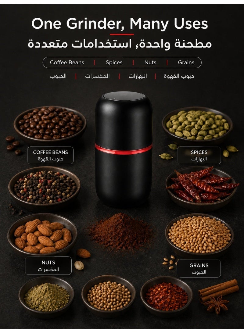 RUIYADA Electric Coffee Grinder, 150W Mini Coffee Bean & Spice Grinder, 100g Stainless Steel Blade Grinder, One-Touch Electric Mill for Arabic Coffee, Spices, Nuts, Seeds & Grains, Black - Image 4
