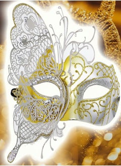 Excefore Masquerade Mask for Women, 2 Pack Mysterious Venetian Butterfly Lady  Party Evening Prom Ball Costumes Accessory, Gold  - Image 3