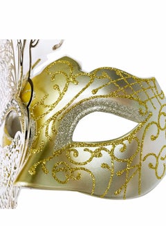 Excefore Masquerade Mask for Women, 2 Pack Mysterious Venetian Butterfly Lady  Party Evening Prom Ball Costumes Accessory, Gold  - Image 5