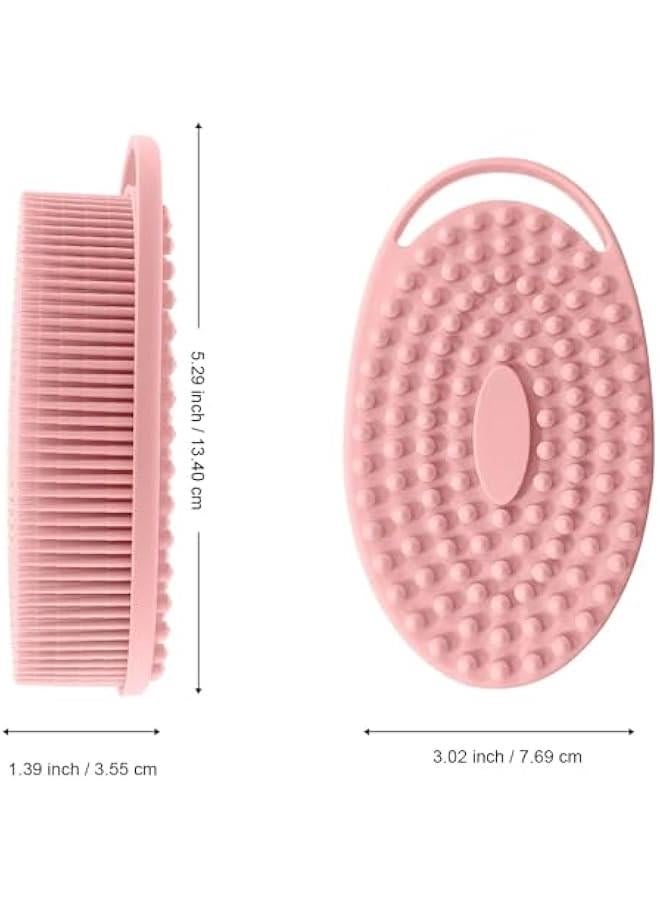 ميكسد مجموعة فرش دش قطعتين ، هلام السيليكا لوفا 2 في 1 دش وفرشاة شامبو ، فرك الجسم دش تنظيف تقشير ، ومناسبة للبشرة الحساسة ( الوردي والأسود ) - Image 2