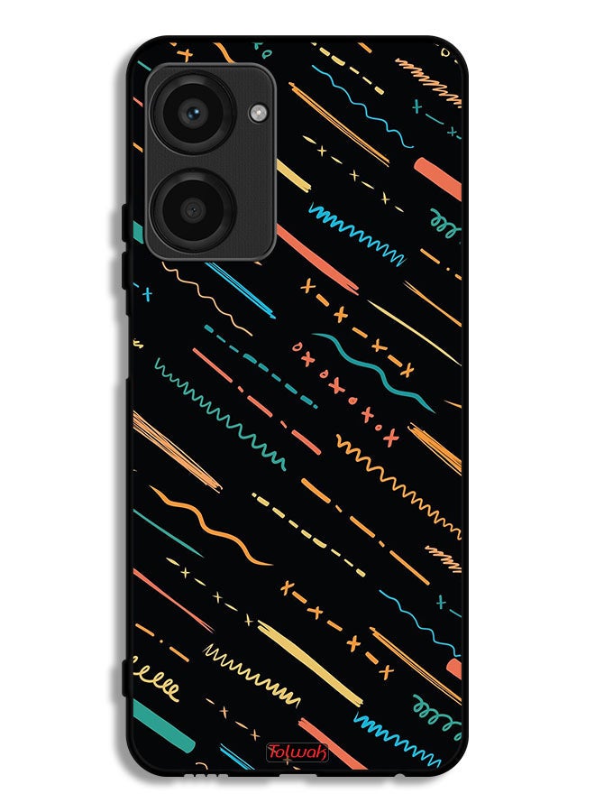Tolwak Realme 10 Pro Protective Case Cover X Lines Abstract Pattern - Image 1