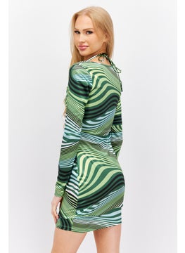 Women Allover Print Mini Dress, Green - pzsku/ZB4D25A9C46E2391634BCZ/45/_/1728914801/df63a6e0-b6d0-45ef-bb5d-5baa99b03771