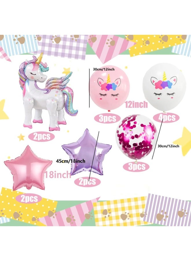 fantasize 16 Pcs Unicorn Balloons Kit, 2 Self Standing 3D Rainbow Unicorn Party Foil Balloons Suppli... - Image 4