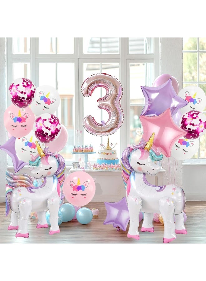 fantasize 16 Pcs Unicorn Balloons Kit, 2 Self Standing 3D Rainbow Unicorn Party Foil Balloons Suppli... - Image 5