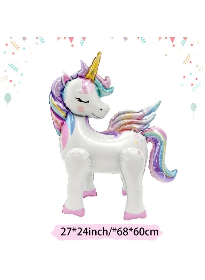 fantasize 16 Pcs Unicorn Balloons Kit, 2 Self Standing 3D Rainbow Unicorn Party Foil Balloons Suppli... - Image 2
