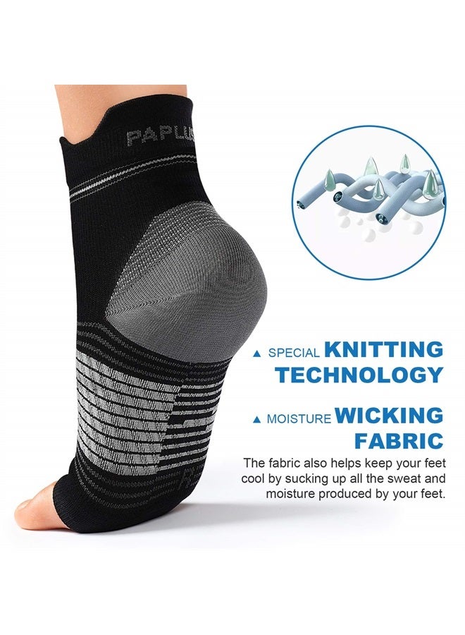 PAPLUS Plantar Fasciitis Sock (6 Pairs) for Men and Women, Compression Foot Sleeves with Arch and Ankle Support (Black, Large) - Image 1