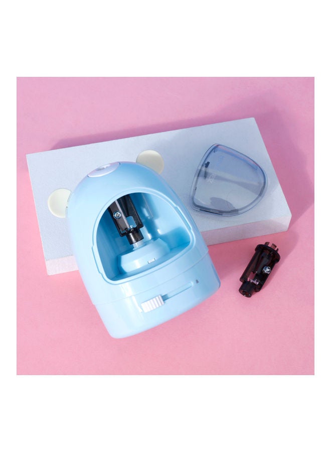 NIBEMINENT 3-Piece Electric Pencil Sharpener With Eraser And Vacuum Cleaner Set Blue - Image 3