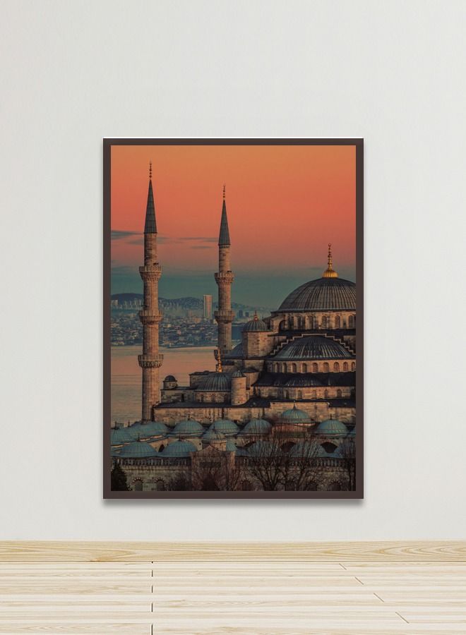 ماركتنا لوحة جدارية قماشية فنية لتزيين الحائط بتصميم عصري  مع برواز بني مجوف مقاس 120x80سم قطعة واحدة - Image 1