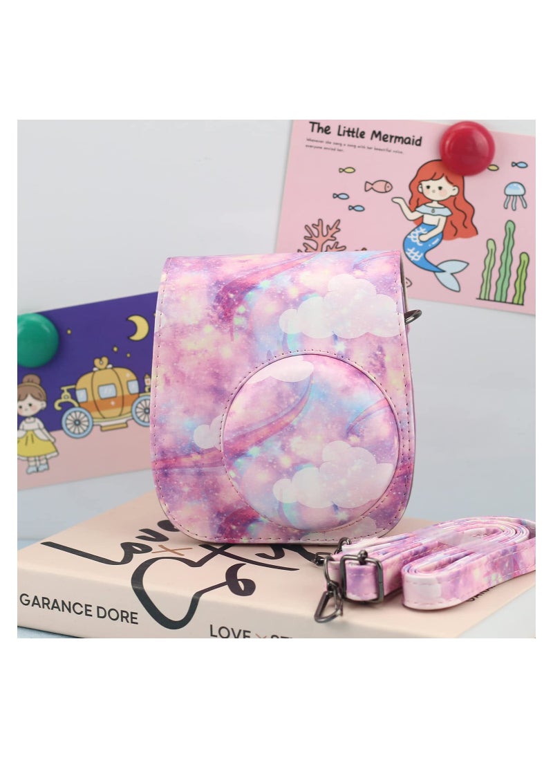 SYOSI - Protective & Portable Case Compatible with fujifilm instax Mini 11/ 9/ 8/ 8+ Instant Film Camera with Accessory Pocket and Adjustable Strap (Starry sky Pink) - Image 1