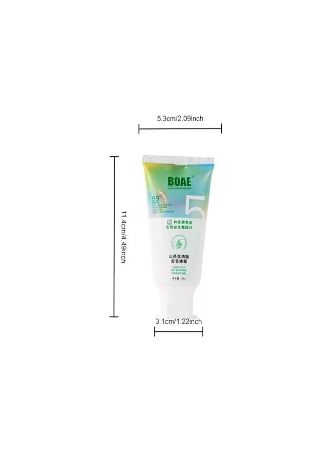 BOAE Tongue Cleaner Gel With ToothBrush, 50g, 3 Flavors Available (Camellia, White Peach Flower, Mint) (Tongue Cleaner Gel Fresh Mint 50g) - Image 2