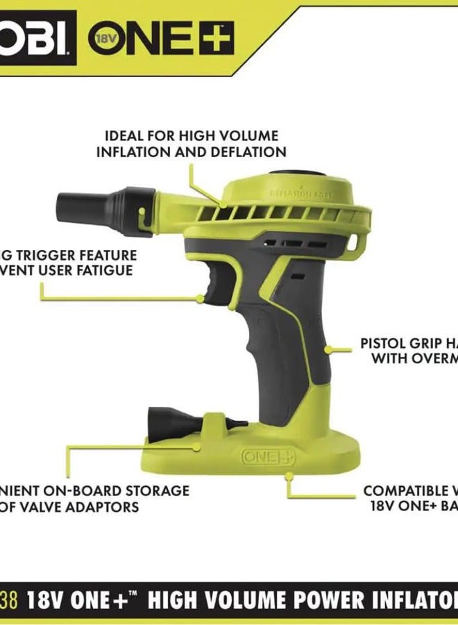 Ryobi 18-Volt ONE+ Cordless High Volume Power Inflator (Tool Only) P738 (Bulk Packaged, Non-Retail Packaging) - Image 5