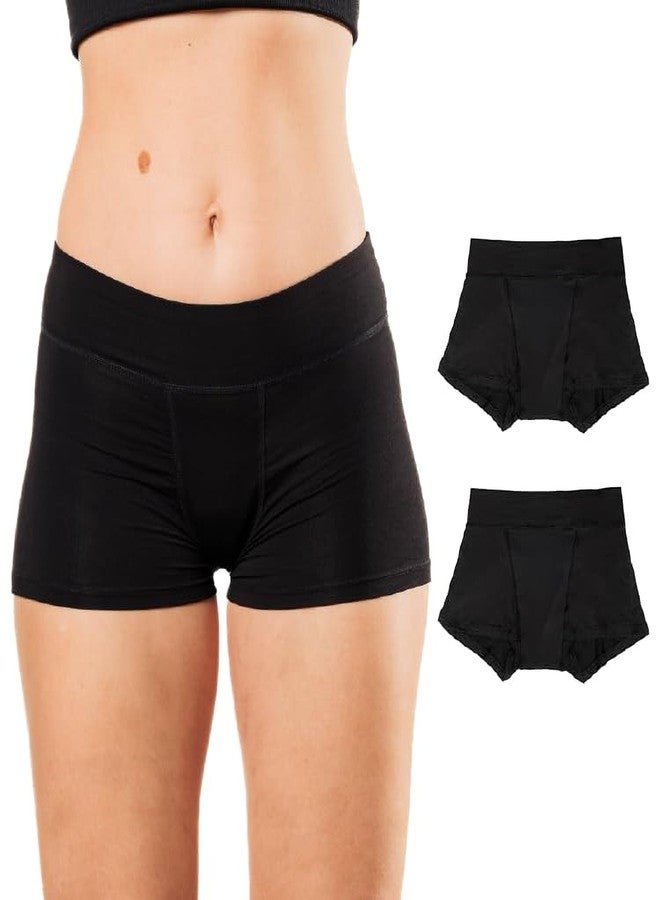 Bambody Absorbent Boxer: Period Underwear for all Day and Night Protection - 2 Pack: Black - Size 7 - Image 1