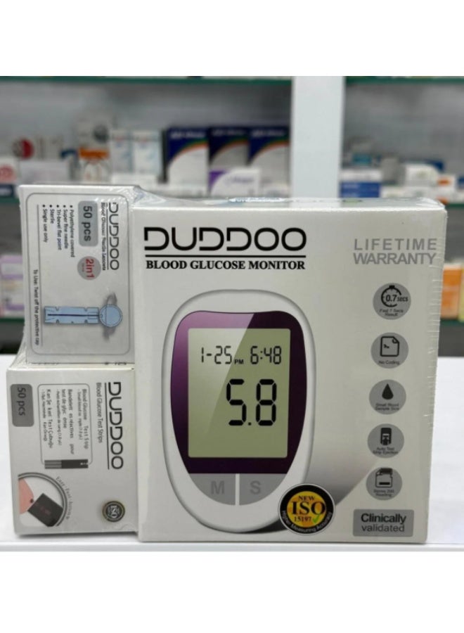 مجموعة دودو لقياس نسبة السكر في الدم - تتضمن 50 شريط اختبار و50 إبرة وخز لمراقبة دقيقة لنسبة السكر في الدم