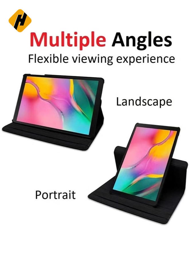 Rotating Case for Samsung Galaxy Tab A7 10.4 (2020/2022) [T500/T505/T507/T509] – [360-Degree Stand] [Auto Sleep/Wake] Folio Leather Smart Tablet Cover (Black)