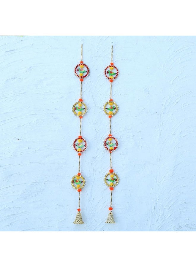 Kaameri Bazaar Collections Traditional Latkan Pair of 4 Parrot Moti Door latkan Toran Multi Colour Bangle Home Dcor, Bandhanwar for Decoration 3.3 Ft 2 String. - Image 1