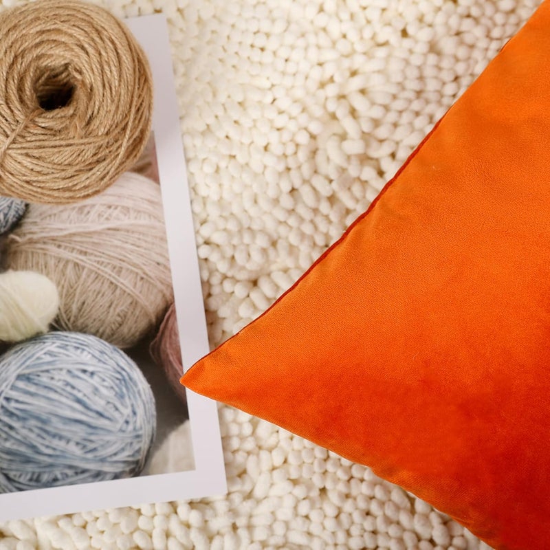 MZPSO Pack of 2, Velvet Super Soft Solid Decorative Square Throw Pillow Covers Set Cushion Case for Sofa Bedroom Car 20 x 20 Inch 50 x 50 cm, Orange - Image 5