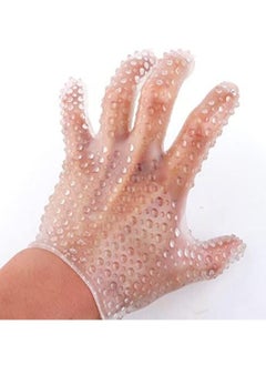 Meetion 1-Piece Luxury 5-Finger High Quality Silicone Exfoliating Glove Body Scrub Bath Gloves, Double Sided Exfoliating Gloves for Body clean ,Colour Transparent  - Image 4
