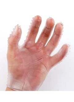 Meetion 1-Piece Luxury 5-Finger High Quality Silicone Exfoliating Glove Body Scrub Bath Gloves, Double Sided Exfoliating Gloves for Body clean ,Colour Transparent  - Image 5