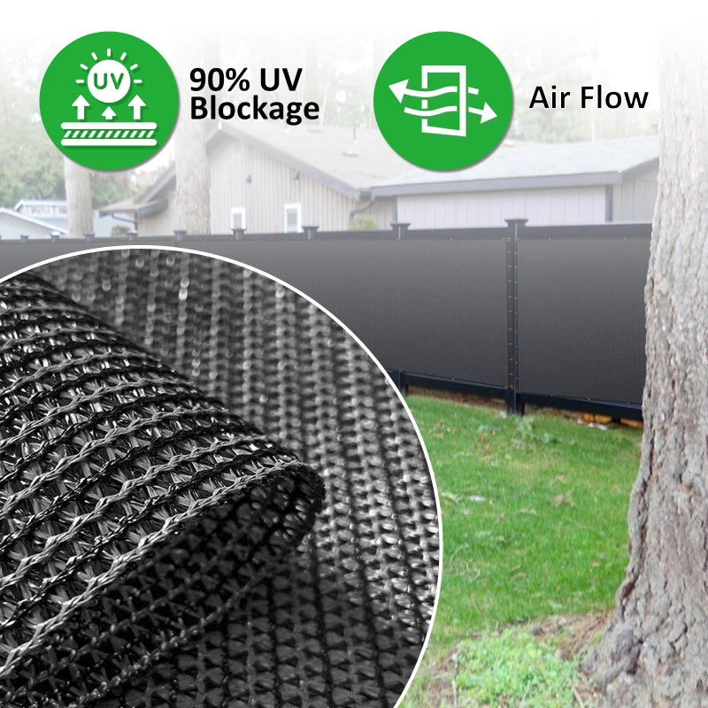 N.C 6' x 50' Black Privacy Screen Fence Heavy Duty Fencing Mesh Shade Net Cover for Outdoor Panel Garden Backyard Porch Patio Balcony LSYY - Image 3