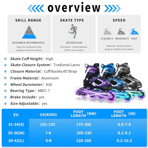 MammyGol Adjustable Inline Skates for Girls Kids Boys Youth with Light up Wheels, Rose Red Beginner Blades Roller Skates for Boys Size 1 2 3 4 Ages 4-12 - Image 5