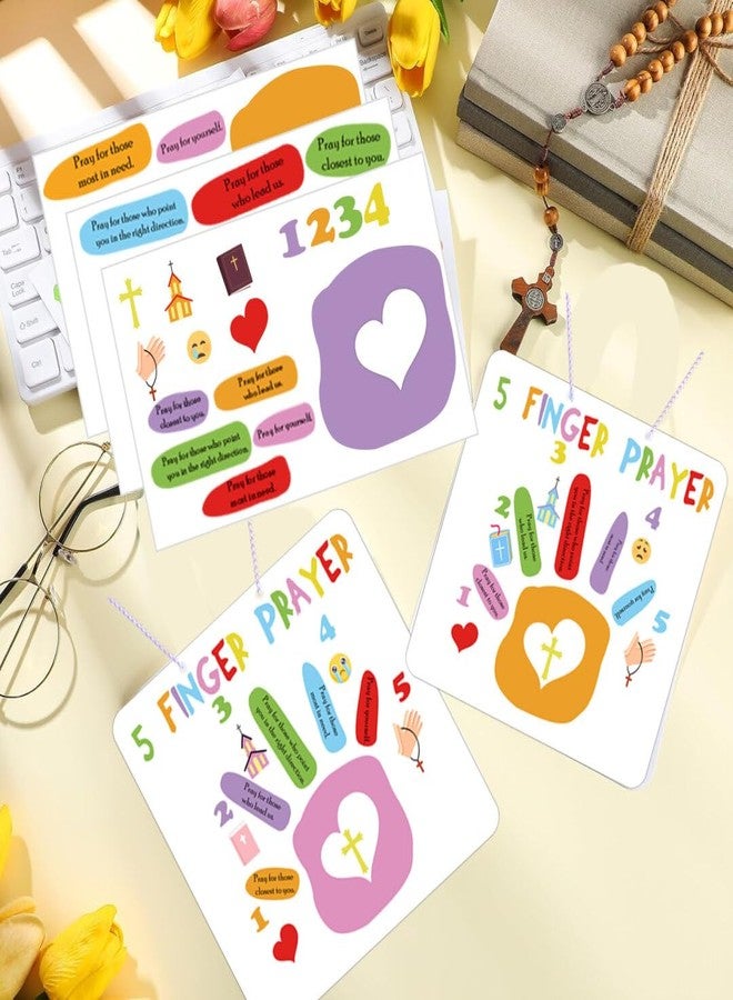 wootile 5 Finger Prayer Handprint Craft Bible Crafts 6 Set DIY Christian Sunday School Arts Make Your Own Finger Prayer Gift Christian Prayer Handprint DIY Kit for Religious Jesus Gifts - Image 4